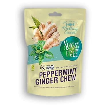 Melting Sweet SUGAR FREE Candy Peppermint Ginger Chews (3.7 Ounces, Pack of 1)