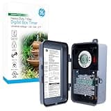 GE 7-Day Digital Pool Timer Switch, 2HP 40A Load Capacity Pool Pump Timer, Outdoor NEMA 3R-Rated Box Timer, Universal Voltage Pool Timer Replacement, Water Heater Timer, Tamper Resistant Metal, 46537