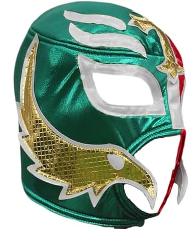 Del Mex Lucha Libre Adult Luchador Mexican Wrestling Mask Costume (Rey Mysterio (Green/Red))