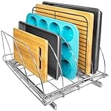 LYNK PROFESSIONAL® Pull Out Cutting Board, Cookie Sheet, and Baking Pan Organizer Rack - Lifetime Ltd. Warranty - Slide Out Kitchen Cabinet Organizers – 14W x 21D - Pullout Shelf, Extra-Large, Chrome