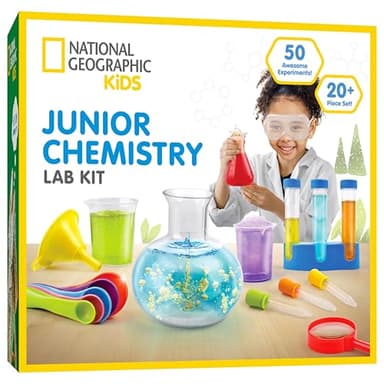 National Geographic Junior Chemistry Set - Complete Early Learning Lab Kit with 50 Science Experiments for Kids and 20+ Lab Tools, Chemistry Set, Science Experiments for Kids 4-6
