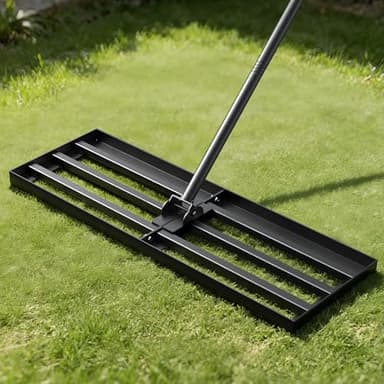 Strifuture Lawn Leveling Rake 30 Inch - Adjustable 47-77 Inch Handle, 180° Rotating Head, Heavy-Duty Rust-Resistant Steel for Lawns, Golf Courses, Driveways