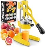 Zulay Kitchen Cast-Iron Orange Juice Squeezer - Heavy-Duty, Easy-to-Clean, Professional Citrus Juicer - Durable Stainless Steel Lemon Squeezer - Sturdy Manual Citrus Press & Orange Squeezer (Yellow)