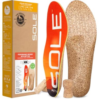 SOLE Performance Medium Shoe Insoles with Metatarsal Pads – Orthotic Arch Support Inserts for Plantar Fasciitis Relief - Mens Size 6/Womens Size 8, 1 Pair