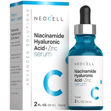 NeoCell Niacinamide Hyaluronic Acid Serum | 2 fl oz | Plus Zinc | Moisturizing Formula | for Face and Neck | Advanced Skincare