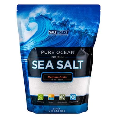 SaltWorks Pure Ocean Sea Salt, Medium Grain, 5 Pound Bag