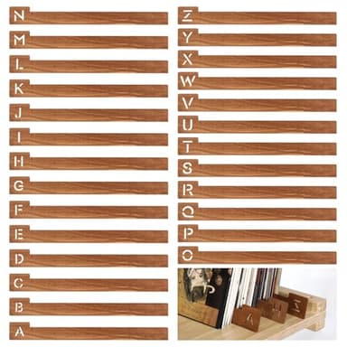 26 Vinyl Record Dividers A-Z - Hollow Out Letter Dividers for Album CD DVD Media Book Shelf Storage