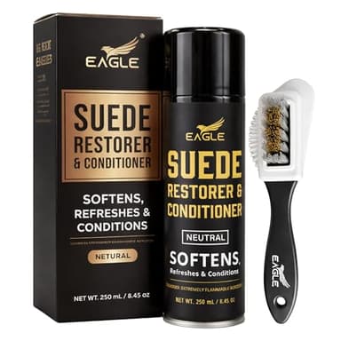 Eagle Suede Renew Spray Neutral – Suede & Nubuck Color Restorer for all Colors, Boots & Jackets, Renew Spray to Restore Color, Revive Nap & Texture, Includes 3 Way Brush, 250mL
