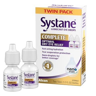 Systane Complete Lubricant Eye Drops, 0.34 Fl Oz, Twin Pack (Pack of 2)