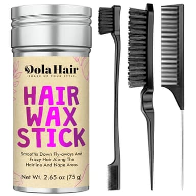 Dolahair Hair Wax Stick - Flyaway Control and Styling Pomade for Kids, Women, and Men - Accessorie Slick Back Hair Brush Kit Hair Bun Maker (Pack of 4)
