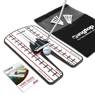 KINGTOP Ultra Golf Putting Mirror - Full Alignment View for Eyes & Shoulders - Ideal for Indoor | Outdoor Practice, with Carry Bag and Golf Tees
