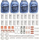 Family 4 Pack - Blue Seventy-Two Standard 72 Hour Emergency Backpack Survival Kit for 1 Person | Survival Kit for Wildfires, Earthquake, Tornado, Hurricane, and Other Emergencies
