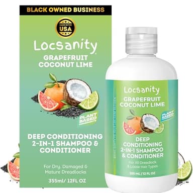 Locsanity - Grapefruit Coconut & Lime 2-in-1 Loc Shampoo & Conditioner - 16oz - Hydrating, Strengthens Hair for Dreads, Sisterlocks, Locks, & Dreadlocks | Optimal for Mature Locs