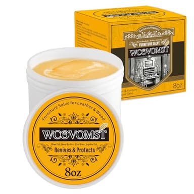 Leather Cleaner and Conditioner, Leather Repair Balm & Recoloring Cream, Furniture Salve for Leather Couch, Car Seat, Bag & Boot, Natural Formula Prevents Cracking, Fading & Water Stains - 8OZ