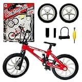 Metal Finger Bike Mountain Bike Toys Functional Kids Finger Bicycle Mini Finger BMX Set Gift for Kid (Red)