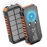 Riapow Solar Charger Power Bank: 27000mAh Wireless Portable Charger Built-in Cables - 22.5W Fast Charging Battery Bank with USB C - PD QC3.0 External Battery Pack for Phone - 2 Flashlights for Outdoor