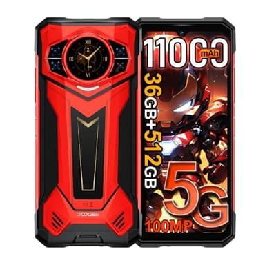 DOOGEE S200 Plus 5G AI Rugged Phone Unlocked,36GB+512GB/2TB,11000mAh 66W,1.32"Rear Display Android 15 Waterproof Cell Phone,6.72"FHD+120Hz,100MP+20MP Night Vision,WiFi6E/NFC/3.5MM Jack/Face ID (Red)