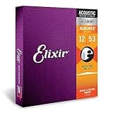 Elixir Strings, Acoustic Guitar Strings, 80/20 Bronze with NANOWEB Coating, Longest-Lasting Bright and Focused Tone with Comfortable Feel, 6 String Set, Light 12-53