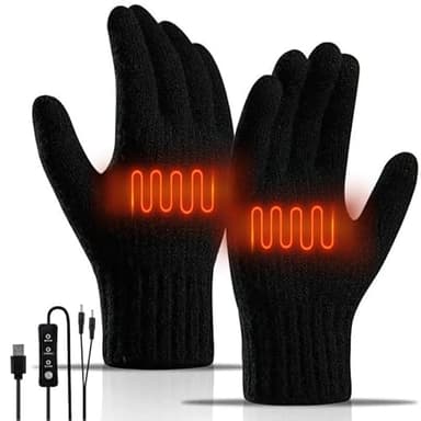 Eskood Electric USB Heated Gloves for Men Women 5V Thermal Mittens with Touchscreen Black Cold Weather Gloves Offering Warmth in Winter Ideal for Laptop Typing