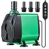 Dunkive 1 Set 850 GPH Submersible Pump with Timer 3000L/H 24W Fountain Pump Ultra Quiet Aquarium Water Pump 10 ft High Lift Pond Pump with 3 Nozzles for Fish Tank, Aquarium, Statuary, Hydroponics