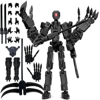 Binvin 8Inch T13 Assembly Completed Action Figure,3D Printed Multi-Jointed Movable Toy Nova 13 Action Figures Desktop Decorations for Game Lovers Toy (Black)