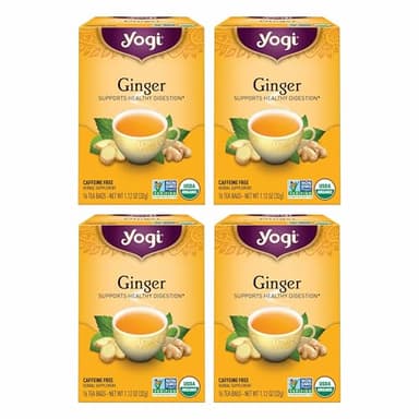 Yogi Tea Ginger - 16 Bags per Pack (4 Packs) - Organic Digestive Support Tea - Includes Ginger Root, Lemongrass, Licorice Root, Peppermint Leaf & Black Pepper