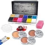 immetee Scar Wax SFX Makeup Kit, Face & Body Paint, Christmas Halloween Makeup Kit, Fake Blood, Painting Brushes, Spatula, Stipple Sponge, Stage Theatrical Party Cosplay, Carnival