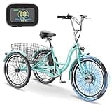 NAIZEA Electric Tricycle Adult Electric Bicycles, 350W 36V Electric Trike, 24" 3 Wheel Electric Bike Ebike E Bicycle with Removable Battery, Motorized Trike with Basket for Women Men