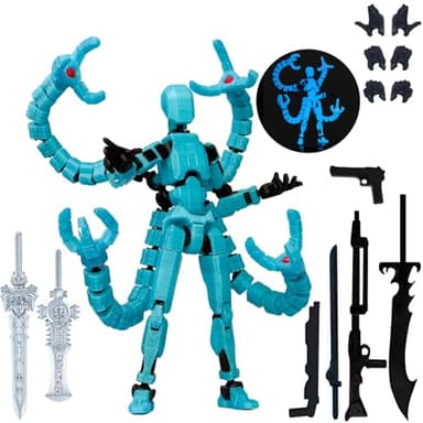 T13 Already Assembled Action Figure Accessories,T13 Multi-Jointed Movable,for Collectors Desktop Decorations t-13 Movability 3D Printed Toys (Blue Noctilucent Blue, 7.2 Inch)