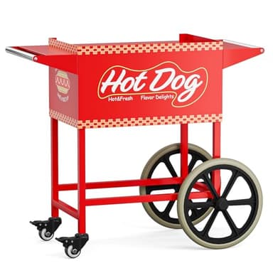 ROVSUN Hot Dog Cart for 5-7 Rollers Hot Dog Machine w/Storage Bin & Shelves, Heavy-Duty Steel Mobile Stand for Concession Stands, Fairs, Events