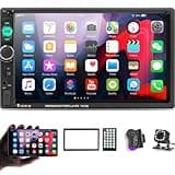 UNITOPSCI Double Din Car Stereo 7 Inch Touch Screen Car Audio Radio with Bluetooth Audio Hands-Free Calls Backup Camera FM Radio Receiver Car MP5 Player Support Mirror Link AUX-in USB TF Input