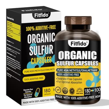 Fitfido MSM Capsules 1000mg - Organic Sulfur Supplement for Joint Health, Functional Wellness, Hair, Skin & Nails, Non-GMO, Gluten Free, 180 Capsules