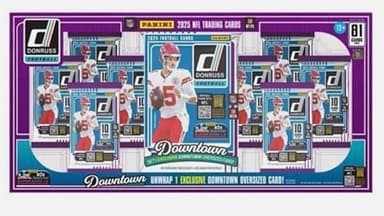 2025 Panini Donruss Football Sealed Bundle Box (1 Oversized Downtown Card And 8 Packs Per Box)