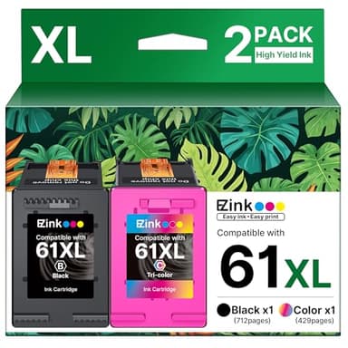 61XL Ink Cartridge Remanufactured for HP Ink 61 for HP 61 Ink Cartridge Combo Pack to Use with Envy 4500 5530 4502 4501 5535 OfficeJet 4630 4635 DeskJet 2540 1000 1010 1510 (1 Tri-Color, 1 Black)