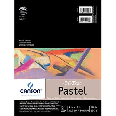 Canson Mi-Teintes Pastels Paper Pad 9"X12", Assorted Colors 24 Sheets