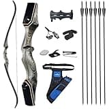 TOPARCHERY 60'' Archery Recurve Bow Takedown Bow Hunting Bow and Arrow Set Adult Target Practice Competition Survival Longbow Right Hand 30-50lbs with 6pcs Fiberglass Arrows (50lbs)