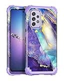 Rancase Compatible with Galaxy A52 5G Case,Three Layer Heavy Duty Shockproof Protection Hard Plastic Bumper +Soft Silicone Rubber Protective Case for Samsung Galaxy A52 5G,Purple