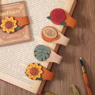 4PCS Vintage Magnetic Leather Bookmark, Leather Magnetic Bookmarks for Women, Magnetic PU Bookmarks Clip Book Accessories