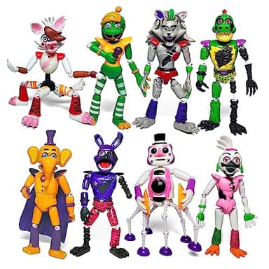 Toysvill 8 pcs Inspired by Game Five Night Toys | Ultimate Custom Night Collection | FNAF Action Figure [Withered Bonnie, Orville, Mangle, Gator, Happy Frog, Roxanne Wolf, Chica, and Music Man]