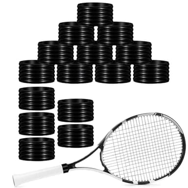 Exircy 15 Pcs Tennis Racket Handle Rubber Ring Non Slip Silicone Tennis Grip Ring Band Black Stretchy Band Overgrips Rubber Rings for Badminton Racquetball Baseball Bat Handle