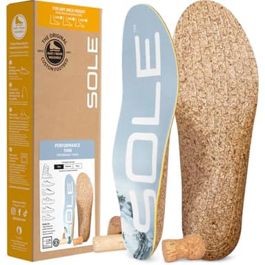 SOLE Performance Thin Shoe Insoles – Orthotic Arch Support Inserts for Plantar Fasciitis Relief - Mens Size 10/Womens Size 12, 1 Pair