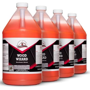 Southeast Softwash Wood Wizard | Heavy Duty Wood Floor Cleaner & Stain Remover | No-Bleach Wooden Floor Cleaner for Decks, Fences, & Docks | Odorless Concentrated Solution (1 Gallon Jug, 4 Pack)