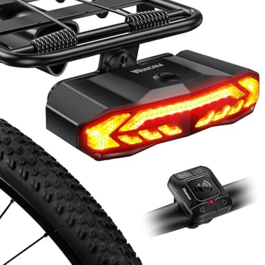 WSDCAM Smart Bike Tail Light for Cargo Rack with Turn Signals and Brake Light, Auto On/Off USB Rechargeable Wireless Remote Bike Horn Alarm Rear Bike Light Reflector Bicycle Tail Light with Rack Mount