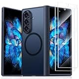 TORRAS Magnetic Shockproof for Samsung Galaxy Z Fold 7 Case with Screen Protector, Fit for MagSafe, 4X Military Grade Hinge Protection, Translucent Slim Phone Case for Samsung Z Fold 7, Black