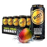 RIOT Clean Energy Drink, Mango, Zero Artificial Anything, No Sucralose, Made with Real Fruit, No Sugar Added, Natural Healthy Energy Stamina & Focus, 16 Fl Oz (Pack of 12)