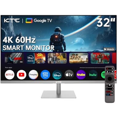 KTC 32 Inch 4K Smart Monitor with Google TV System UHD 3440x2560P Hey Google Voice Remote Netflix Licensed Dolby Audio HDR KVM Technology WiFi Bluetooth 65W PD Type C Fast Charger VESA Support