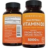 Viva Naturals Vitamin D3 5000 IU Softgels - 360 Count 125 mcg Softgel, Essential D3 Vitamin, Supports Bone Health, Immune Support, Premium Vitamin D, High Potency Vitamin D 5000 IU