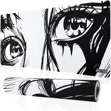 DOTTICO XL Anime Eyes Mouse Pad – Large Manga Girl Desk Mat 31.5x11.8 – Non-Slip, Water-Resistant, Stitched Edges – Aesthetic Japanese Gaming Mat