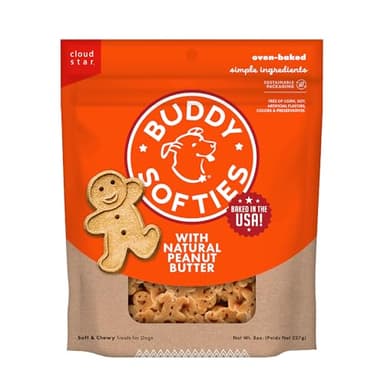 Buddy Biscuits Softies 8 oz Pouch, Soft & Chewy, Natural Peanut Butter Flavor Dog Treats, Oven Baked in The USA