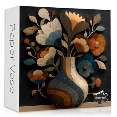 Flower Vase Puzzle for Adults 1000 Pieces, Modern Floral Jigsaw Puzzle Botanical Paper Art， Elegant Plant Puzzles Colorful Challenge for Adults